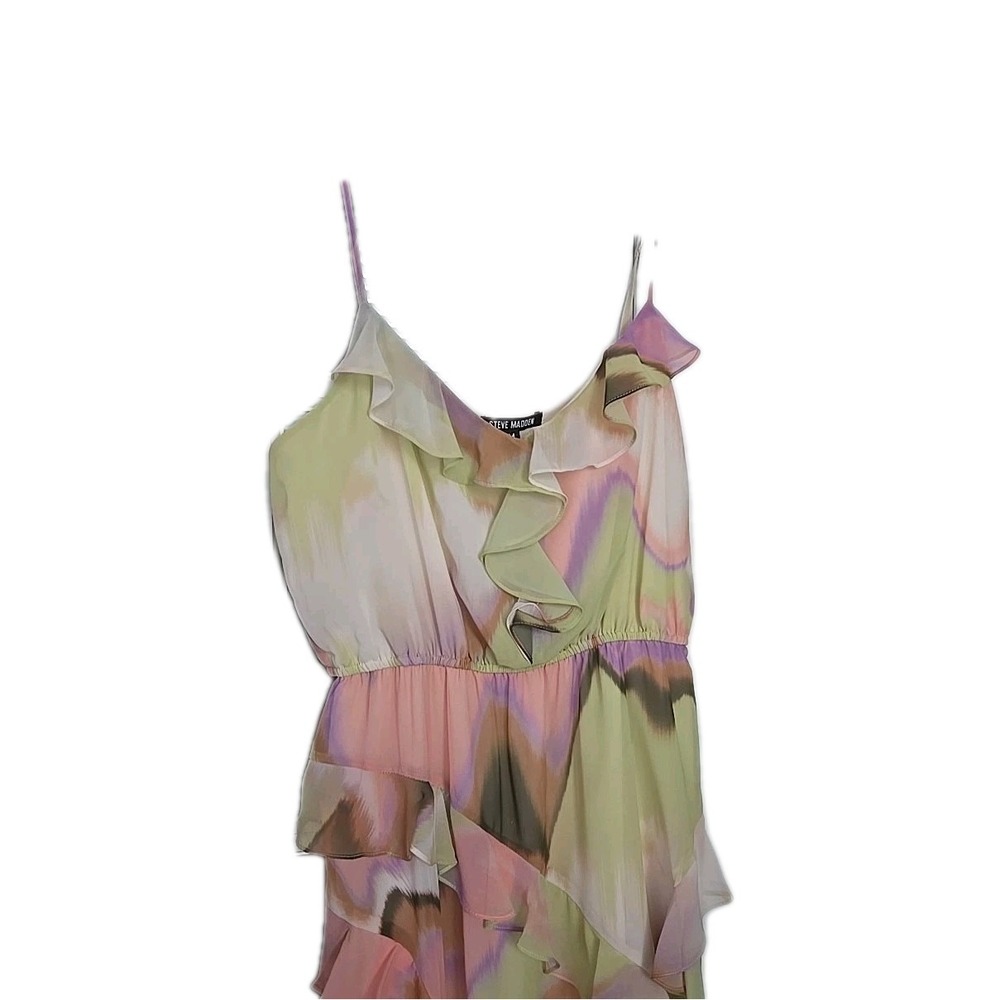 NWT Steve Madden Delphine Asymmetric Ruffle Dress Size M Midi Fairy Summer Party - Picture 5 of 13